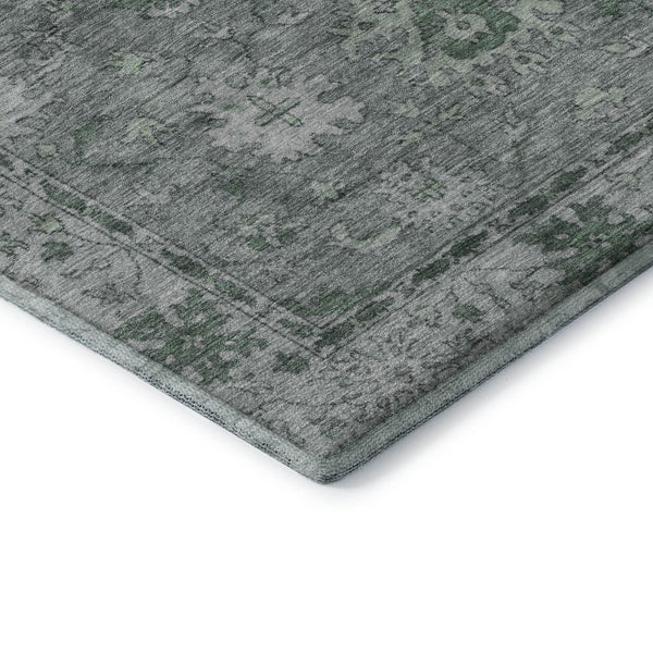 HomeRoots 8' X 10' Stylish Sage and Gray Oriental Washable Area Rug – Stain Resistant, UV Protected, Durable Design 716537