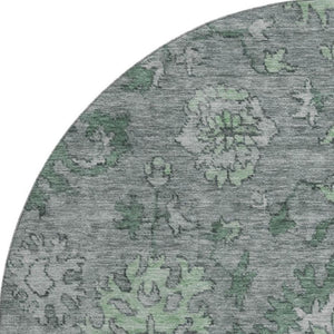 HomeRoots 8' X 10' Stylish Sage and Gray Oriental Washable Area Rug – Stain Resistant, UV Protected, Durable Design 716537