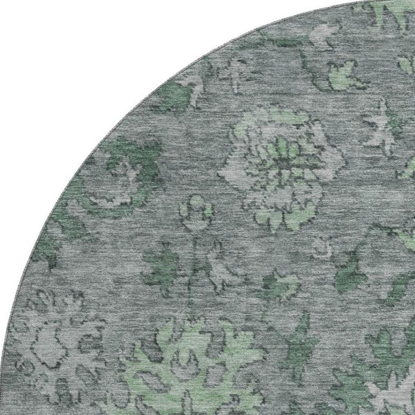 HomeRoots 8' X 10' Stylish Sage and Gray Oriental Washable Area Rug – Stain Resistant, UV Protected, Durable Design 716537