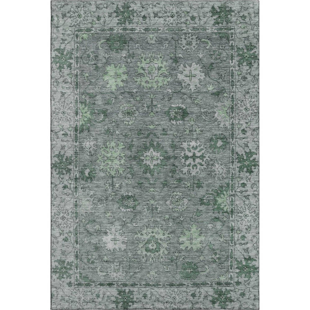 HomeRoots 9' X 12' Sage and Gray Oriental Rug – Washable, UV Protected, Durable, Perfect for Family Spaces! 716538
