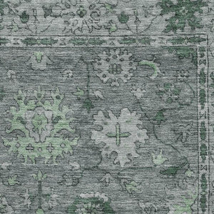 HomeRoots 9' X 12' Sage and Gray Oriental Rug – Washable, UV Protected, Durable, Perfect for Family Spaces! 716538