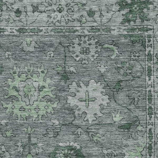 HomeRoots 9' X 12' Sage and Gray Oriental Rug – Washable, UV Protected, Durable, Perfect for Family Spaces! 716538