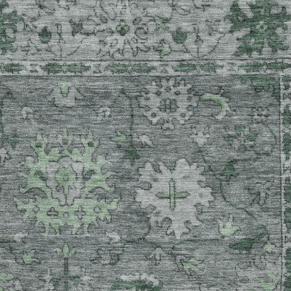 HomeRoots 10' X 14' Sage And Gray Oriental Area Rug – UV Protected, Washable, Stylish for High-Traffic Spaces 716539