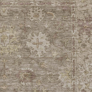 HomeRoots 5' X 8' Khaki and Beige Washable Oriental Area Rug with UV Protection for High-Traffic Spaces 716541
