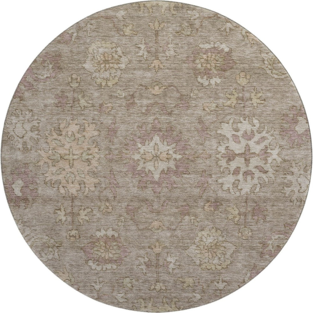HomeRoots 8' X 10' Khaki and Beige Oriental Washable Area Rug - UV Protected, Durable & Stain Resistant Design 716543