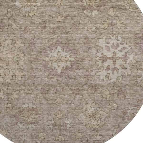 HomeRoots 8' X 10' Khaki and Beige Oriental Washable Area Rug - UV Protected, Durable & Stain Resistant Design 716543