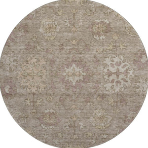 HomeRoots 8' X 10' Khaki and Beige Oriental Washable Area Rug - UV Protected, Durable & Stain Resistant Design 716543