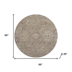 HomeRoots 8' X 10' Khaki and Beige Oriental Washable Area Rug - UV Protected, Durable & Stain Resistant Design 716543