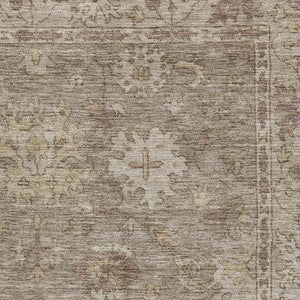 HomeRoots 9' X 12' Khaki and Beige Stain-Resistant Oriental Area Rug with UV Protection for Any Space 716544