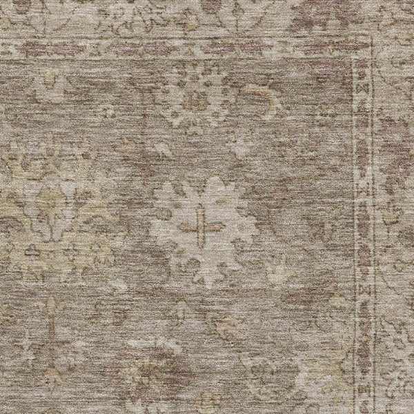 HomeRoots 9' X 12' Khaki and Beige Stain-Resistant Oriental Area Rug with UV Protection for Any Space 716544