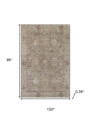 HomeRoots 9' X 12' Khaki and Beige Stain-Resistant Oriental Area Rug with UV Protection for Any Space 716544