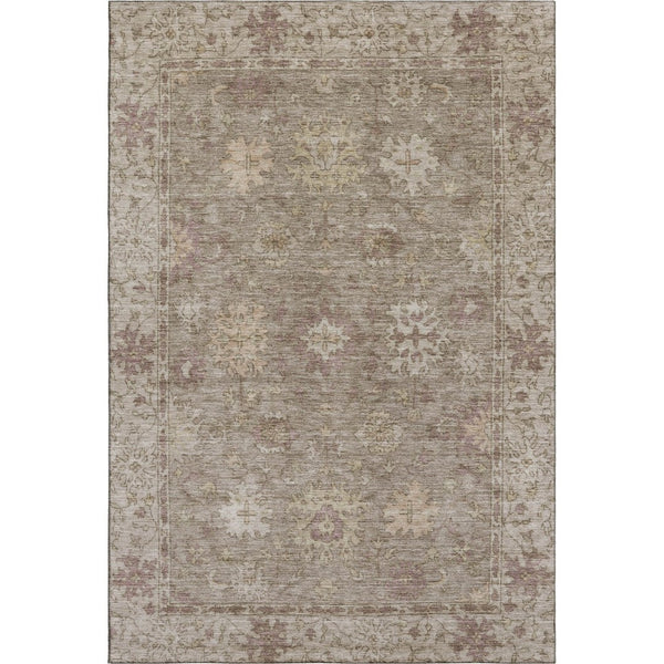 HomeRoots 10' X 14' Khaki & Beige Oriental Washable Area Rug - UV Protected, Non-Slip, Stain Resistant Design 716545