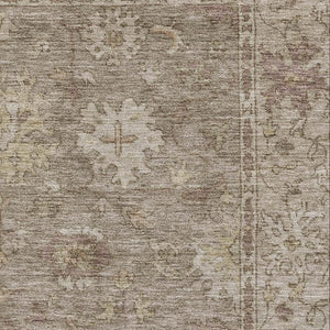 HomeRoots 10' X 14' Khaki & Beige Oriental Washable Area Rug - UV Protected, Non-Slip, Stain Resistant Design 716545