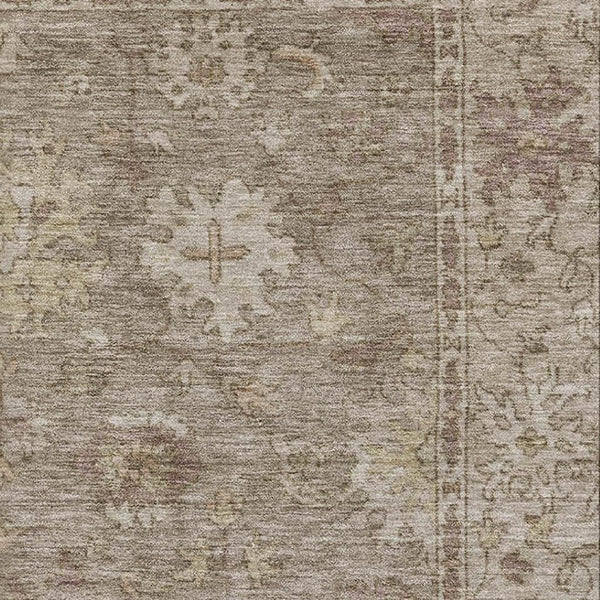 HomeRoots 10' X 14' Khaki & Beige Oriental Washable Area Rug - UV Protected, Non-Slip, Stain Resistant Design 716545