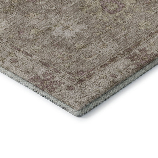HomeRoots 10' X 14' Khaki & Beige Oriental Washable Area Rug - UV Protected, Non-Slip, Stain Resistant Design 716545