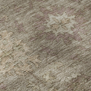 HomeRoots 10' X 14' Khaki & Beige Oriental Washable Area Rug - UV Protected, Non-Slip, Stain Resistant Design 716545