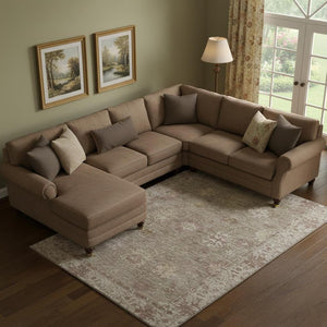 HomeRoots 10' X 14' Khaki & Beige Oriental Washable Area Rug - UV Protected, Non-Slip, Stain Resistant Design 716545