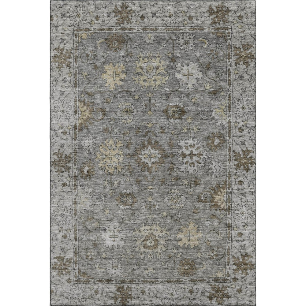HomeRoots 8' Washable Pewter and Taupe Oriental Rug with UV Protection - Stain Resistant, Durable, Stylish Decor 716548