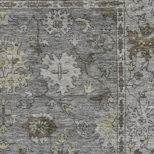 HomeRoots 8' Washable Pewter and Taupe Oriental Rug with UV Protection - Stain Resistant, Durable, Stylish Decor 716548