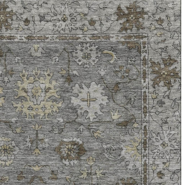 HomeRoots 8' Washable Pewter and Taupe Oriental Rug with UV Protection - Stain Resistant, Durable, Stylish Decor 716548
