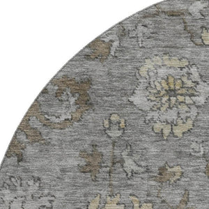 HomeRoots 8' X 10' Elegant Pewter & Taupe Oriental Washable Area Rug - UV Protected, Pet-Friendly & Durable 716549