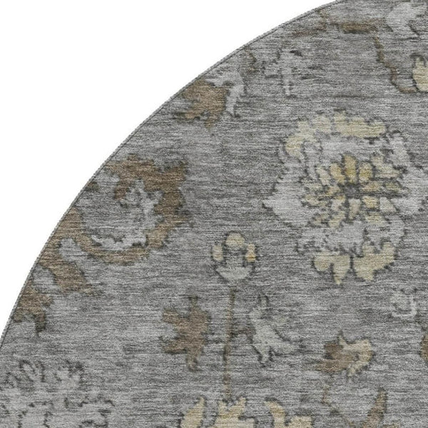HomeRoots 8' X 10' Elegant Pewter & Taupe Oriental Washable Area Rug - UV Protected, Pet-Friendly & Durable 716549