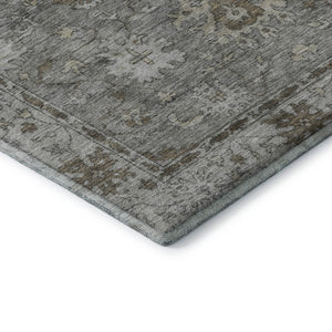 HomeRoots 8' X 10' Elegant Pewter & Taupe Oriental Washable Area Rug - UV Protected, Pet-Friendly & Durable 716549