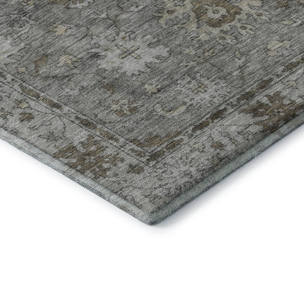 HomeRoots 8' X 10' Elegant Pewter & Taupe Oriental Washable Area Rug - UV Protected, Pet-Friendly & Durable 716549