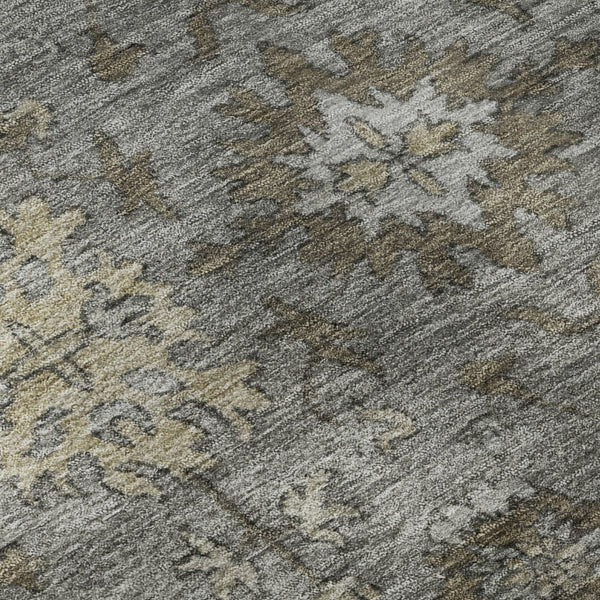 HomeRoots 8' X 10' Elegant Pewter & Taupe Oriental Washable Area Rug - UV Protected, Pet-Friendly & Durable 716549
