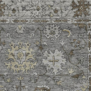 HomeRoots 10' X 14' Pewter & Taupe Oriental Washable Area Rug with UV Protection - Durable & Stylish Design! 716551