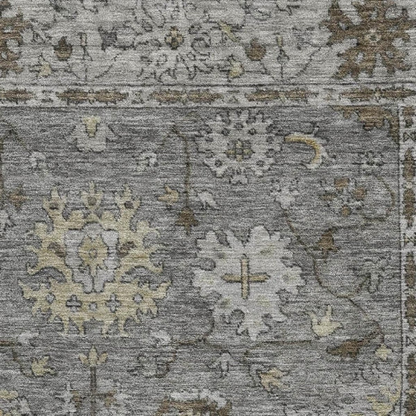 HomeRoots 10' X 14' Pewter & Taupe Oriental Washable Area Rug with UV Protection - Durable & Stylish Design! 716551