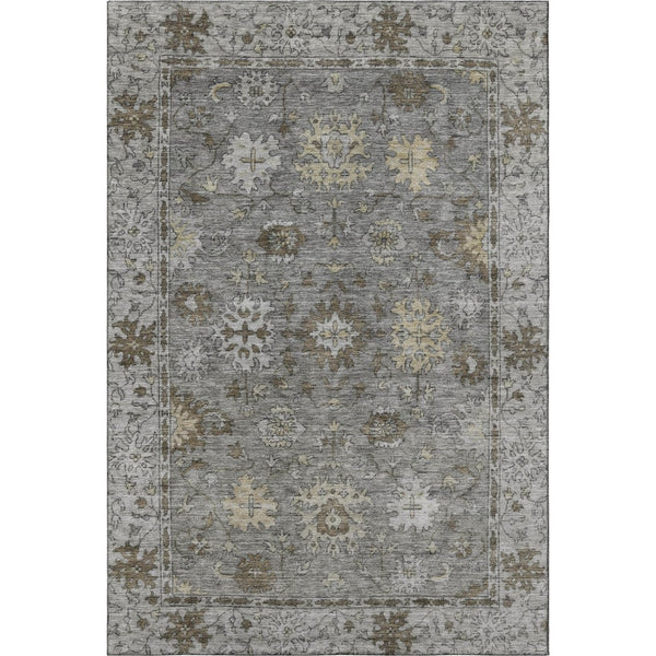 HomeRoots 10' X 14' Pewter & Taupe Oriental Washable Area Rug with UV Protection - Durable & Stylish Design! 716551