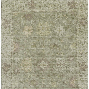 HomeRoots 5' X 8' Sage & Beige Oriental Area Rug - Washable, Stain Resistant, UV Protected for Busy Homes 716553