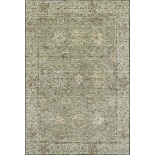 HomeRoots 5' X 8' Sage & Beige Oriental Area Rug - Washable, Stain Resistant, UV Protected for Busy Homes 716553