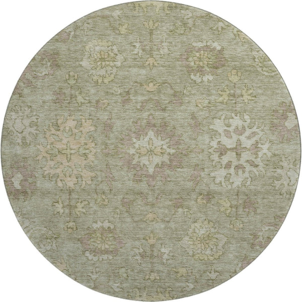 HomeRoots 8' X 10' Elegant Sage and Beige Oriental Washable Area Rug with UV Protection for Family Homes 716555