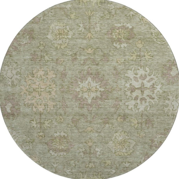 HomeRoots 8' X 10' Elegant Sage and Beige Oriental Washable Area Rug with UV Protection for Family Homes 716555