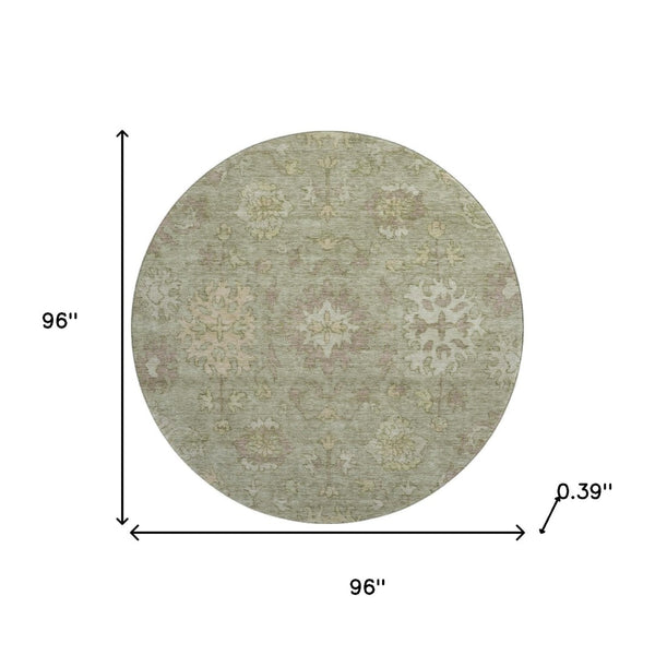 HomeRoots 8' X 10' Elegant Sage and Beige Oriental Washable Area Rug with UV Protection for Family Homes 716555