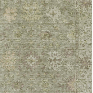 HomeRoots 9' X 12' Sage and Beige Oriental Area Rug - Washable, UV Protected, Stain Resistant for Busy Homes 716556