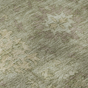 HomeRoots 9' X 12' Sage and Beige Oriental Area Rug - Washable, UV Protected, Stain Resistant for Busy Homes 716556