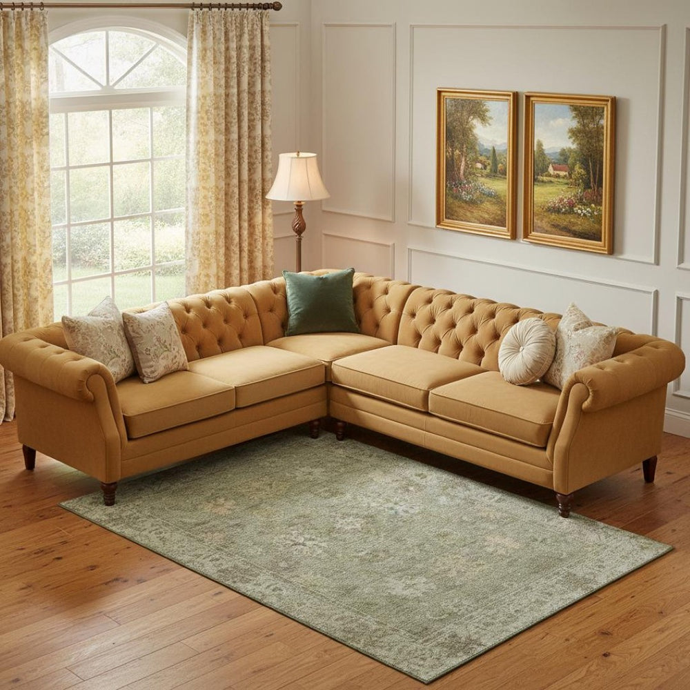HomeRoots 9' X 12' Sage and Beige Oriental Area Rug - Washable, UV Protected, Stain Resistant for Busy Homes 716556