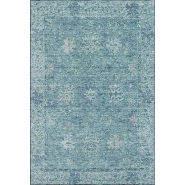 HomeRoots 5' X 8' Teal and Blue Oriental Area Rug - Durable, Washable, UV-Protected for High-Traffic Spaces 716559