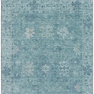 HomeRoots 5' X 8' Teal and Blue Oriental Area Rug - Durable, Washable, UV-Protected for High-Traffic Spaces 716559