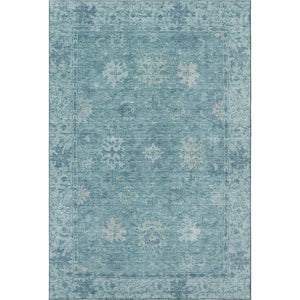 HomeRoots 5' X 8' Teal and Blue Oriental Area Rug - Durable, Washable, UV-Protected for High-Traffic Spaces 716559