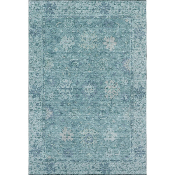 HomeRoots 5' X 8' Teal and Blue Oriental Area Rug - Durable, Washable, UV-Protected for High-Traffic Spaces 716559