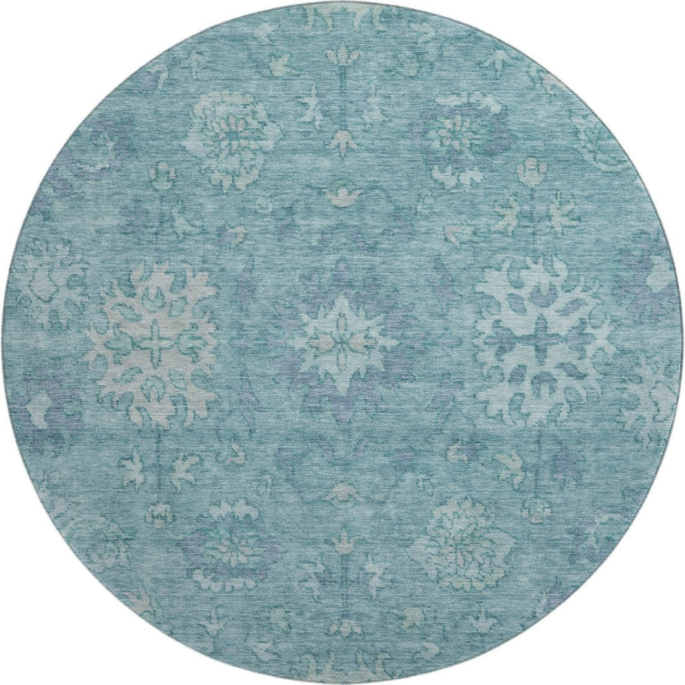 HomeRoots 8' X 10' Teal And Blue Oriental Washable Area Rug - Stylish, Durable, UV-Protected for High Traffic Spaces 716561
