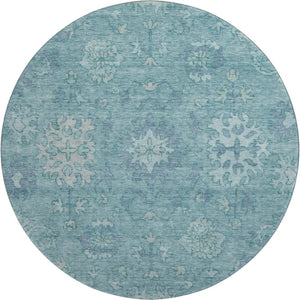 HomeRoots 8' X 10' Teal And Blue Oriental Washable Area Rug - Stylish, Durable, UV-Protected for High Traffic Spaces 716561