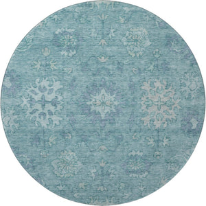HomeRoots 8' X 10' Teal And Blue Oriental Washable Area Rug - Stylish, Durable, UV-Protected for High Traffic Spaces 716561
