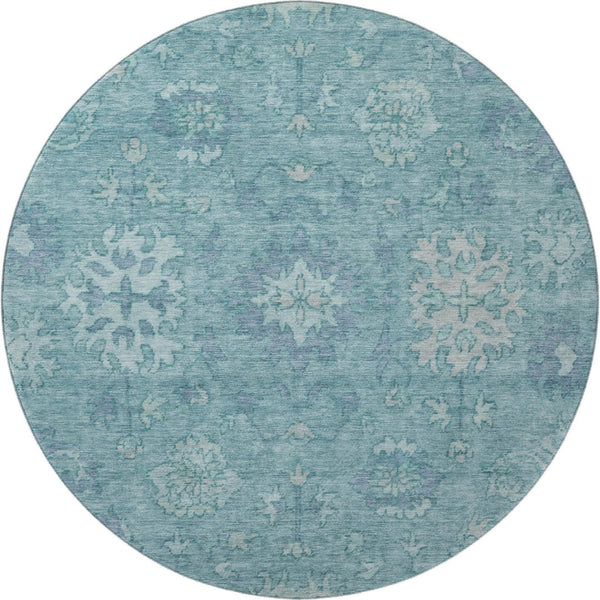 HomeRoots 8' X 10' Teal And Blue Oriental Washable Area Rug - Stylish, Durable, UV-Protected for High Traffic Spaces 716561