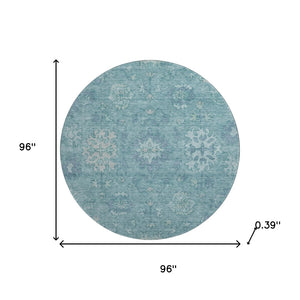 HomeRoots 8' X 10' Teal And Blue Oriental Washable Area Rug - Stylish, Durable, UV-Protected for High Traffic Spaces 716561