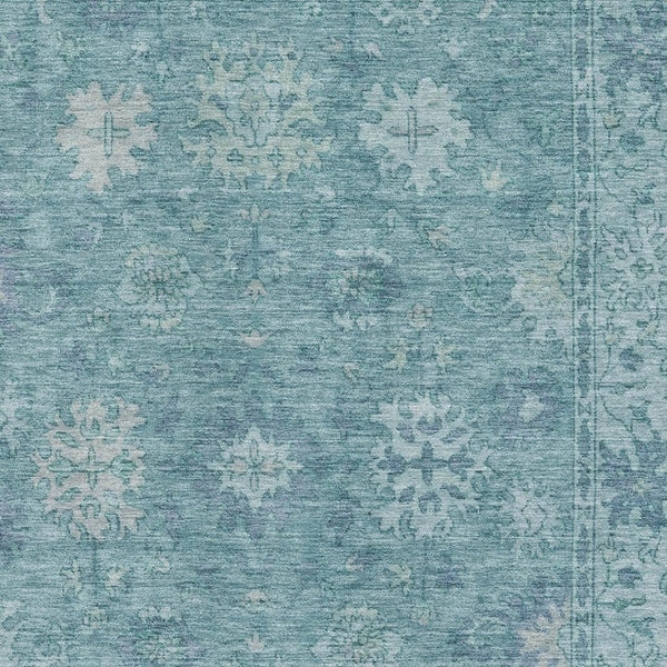 HomeRoots 9' X 12' Teal and Blue Oriental Area Rug - Washable, UV-Protected, Stain-Resistant, and Stylish! 716562